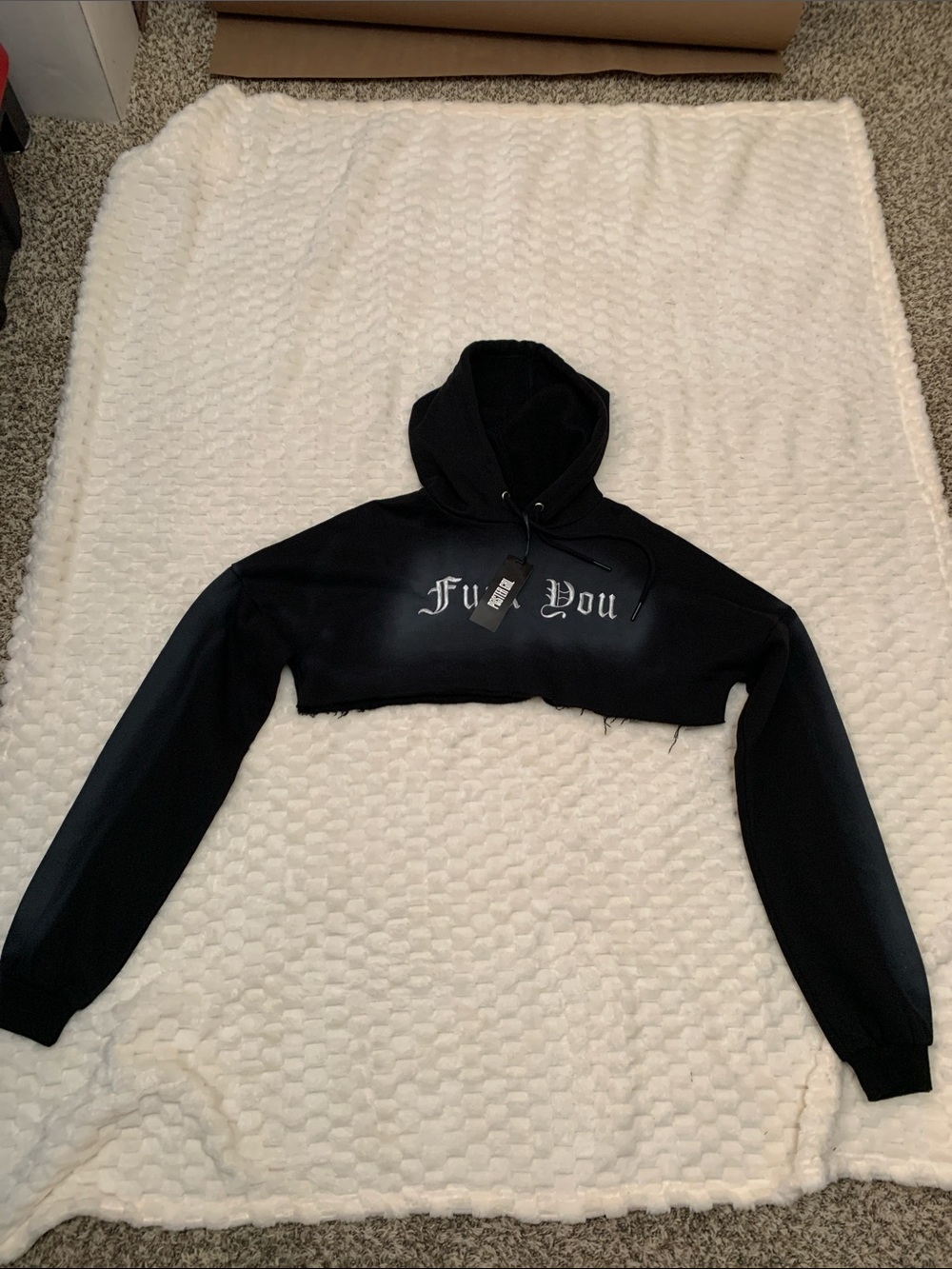 Dolls Kill POSTER GIRL Black Attitude Adjustment Cropped Hoodie, Size XS, NWT